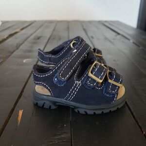 McKids Vintage Baby Size 1 McDonalds Sandals Strappy Shoes Blue Leather Girl Boy